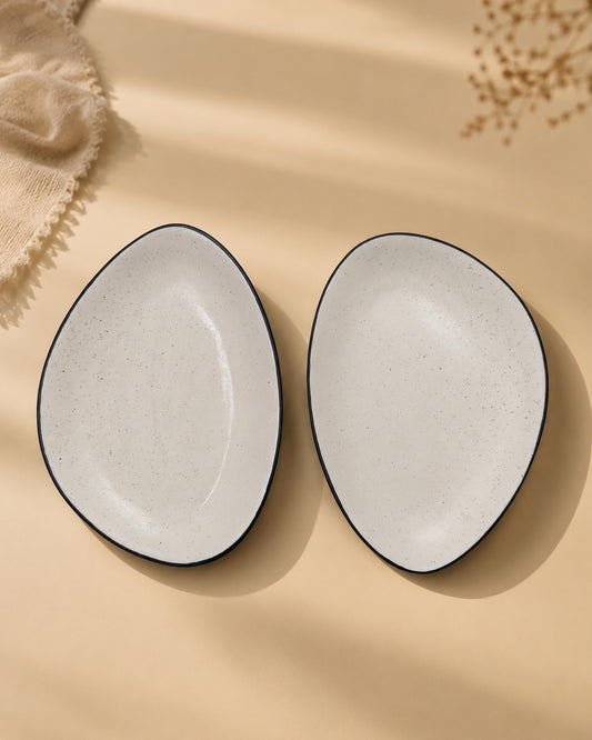 Ivory Oval Platter Set Of 2